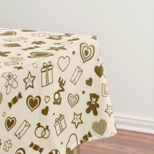 Luxury Modern Elegant Love Gold Heart Tablecloth (In Situ)