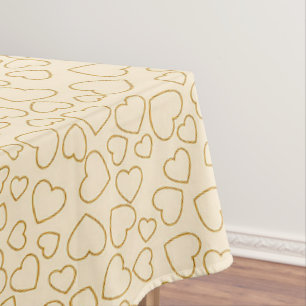 Luxury Modern Elegant Love Gold Heart Tablecloth