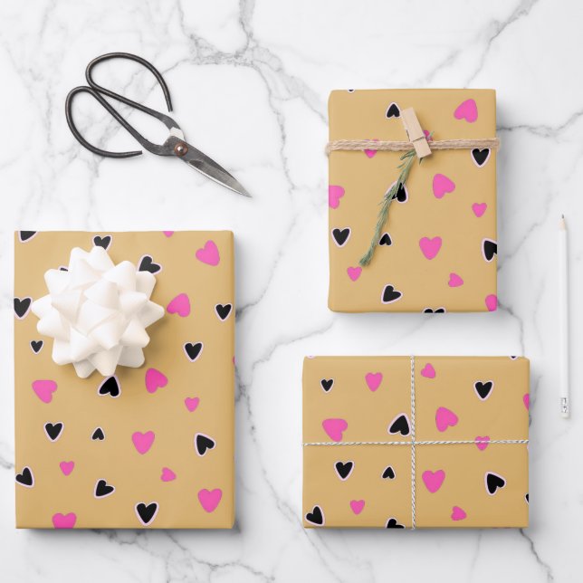 Luxury Modern Elegant Love Gold Heart Wrapping Paper Sheets (Front)