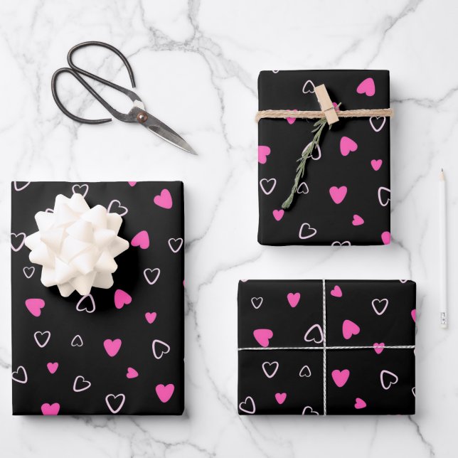 Luxury Modern Elegant Love Heart Wrapping Paper Sheets (Front)
