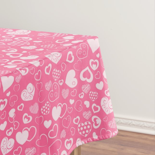 Luxury Modern Elegant Love Pink Heart Tablecloth (In Situ)