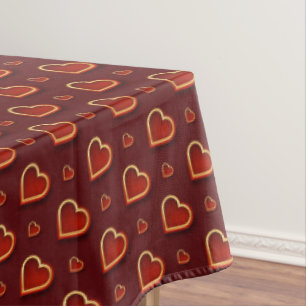 Luxury Modern Elegant Love Red Gold Heart Tablecloth