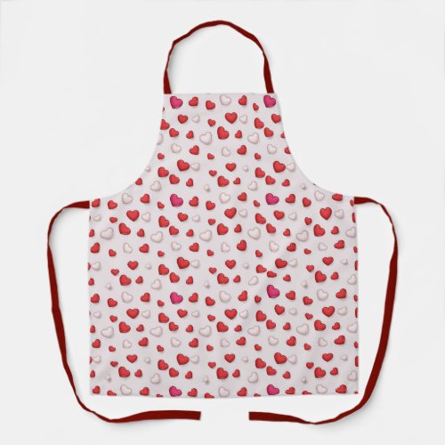 Luxury Modern Elegant Love Red Heart Apron