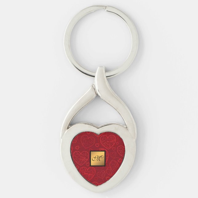 Luxury Modern Elegant Love Red Heart Keychain (Front)