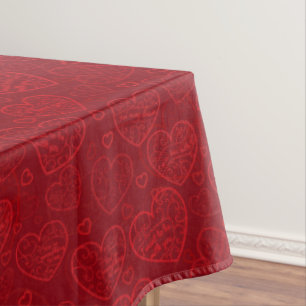 Luxury Modern Elegant Love Red Heart Tablecloth