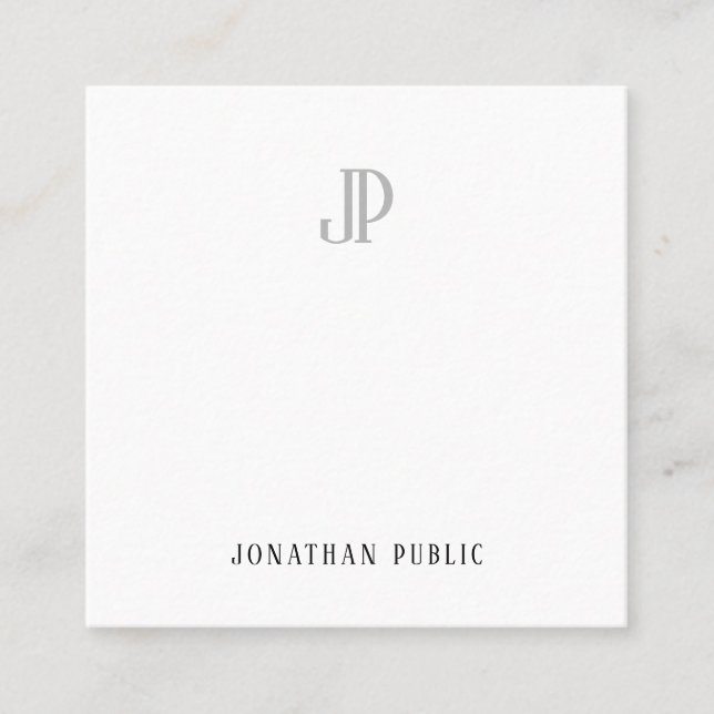 Luxury Modern Elegant Monogram Minimalist Template Square Business Card (Front)