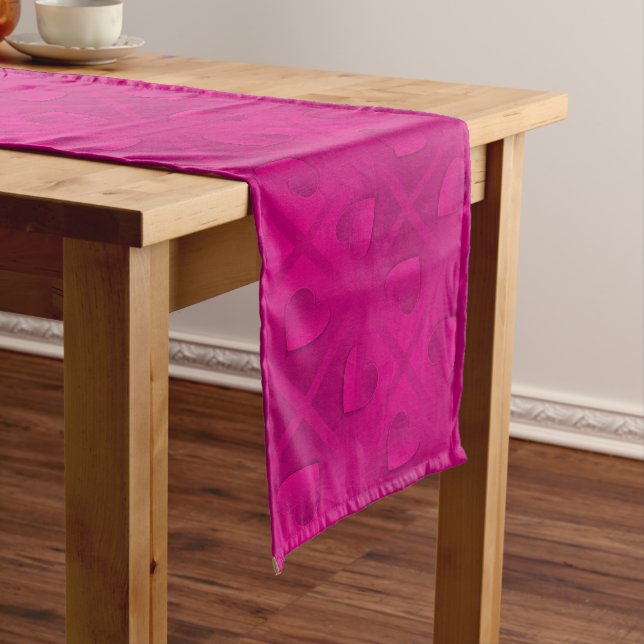 Luxury Modern Elegant Pink Heart Long Table Runner (In Situ)