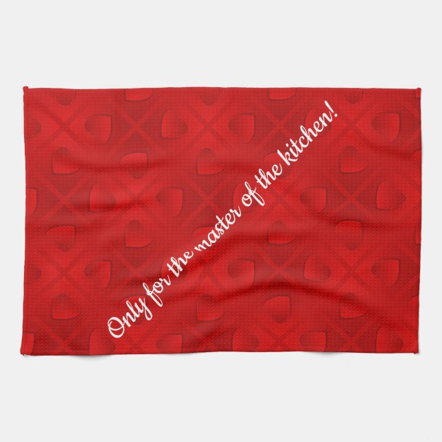 Luxury Modern Elegant Red Heart Kitchen Towel (Horizontal)