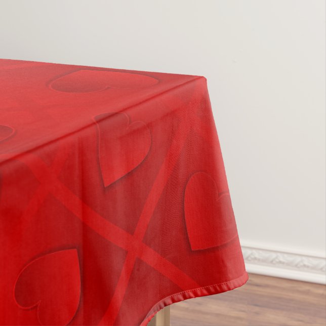 Luxury Modern Elegant Red Heart Tablecloth (In Situ)