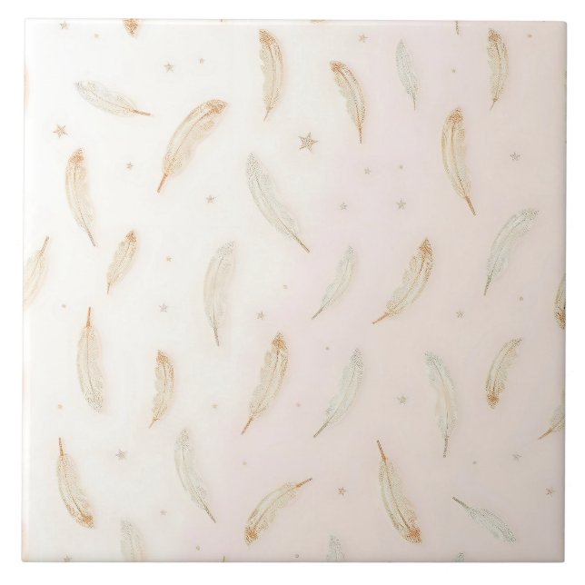 Luxury Modern Feathers Boho Collection Ceramic Tile (Front)