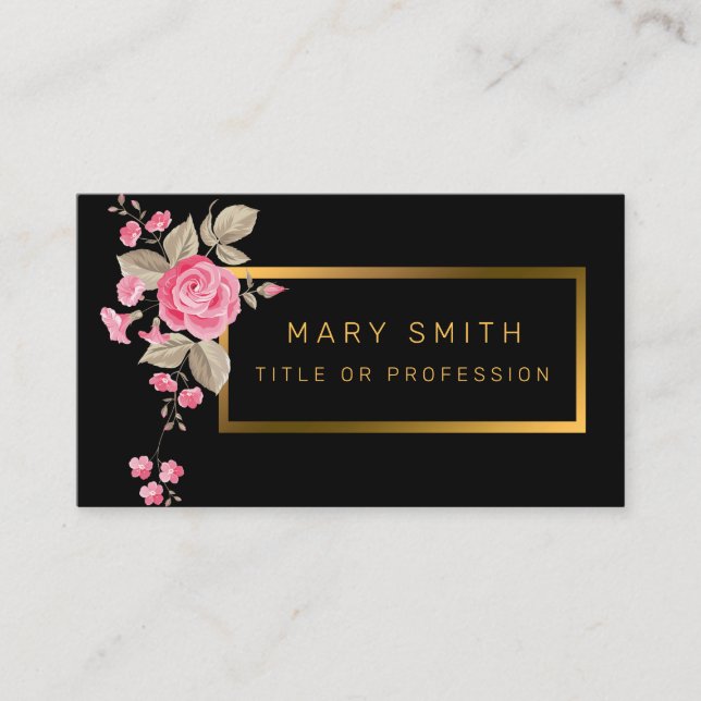 Luxury Modern Floral Add Your Text Business Card (Front)