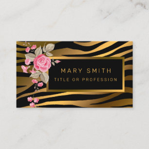 Luxury Modern Floral Tiger Add Your Text Business Card