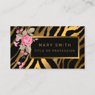 Luxury Modern Floral Tiger Add Your Text Business Card