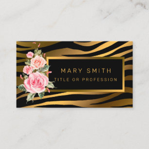 Luxury Modern Floral Tiger Add Your Text Business Card