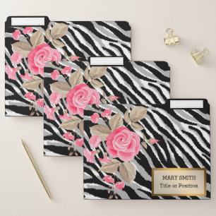 Luxury Modern Floral Tiger Add Your Text File Folder