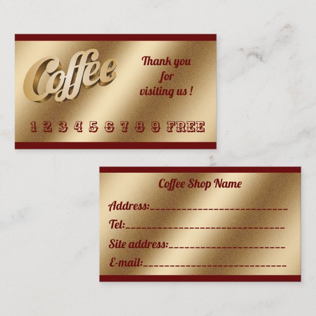 Luxury Modern Free Gold Coffee Business Card (Front/Back)