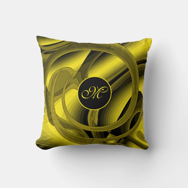 Luxury Modern Gold Abstract Floral Rose Throw Pillow (Front)