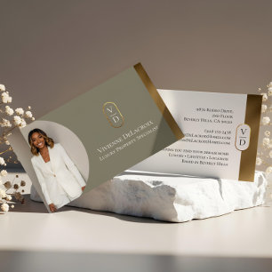 Luxury Modern Gold Arch Monogram Real Estate Photo Business Card