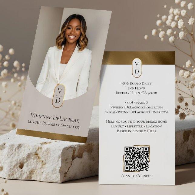 Luxury Modern Gold Arch Monogram Real Estate Photo Business Card (Luxury Modern Gold Arch Monogram Real Estate Photo Business Card)