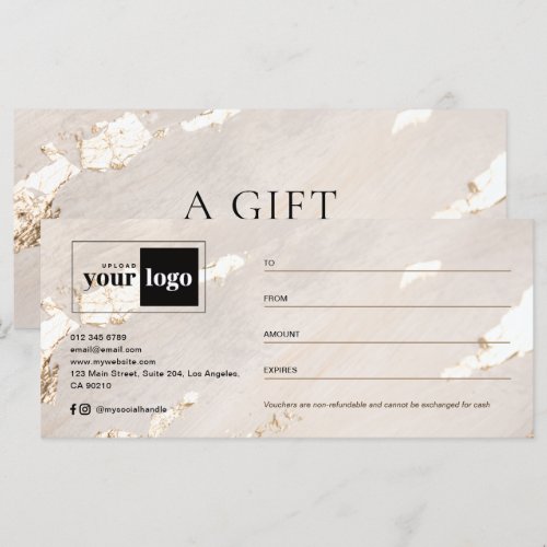 Luxury Modern Gold Foil Gift Certificate/Voucher