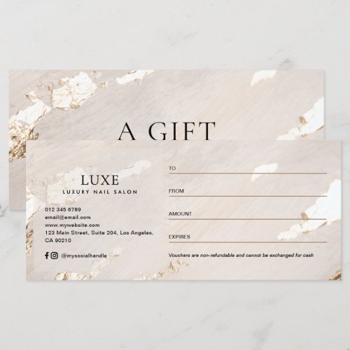 Luxury Modern Gold Foil Gift Certificate/Voucher