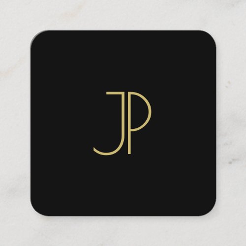 Luxury Modern Gold Look Monogram Initial Template Square Business Card