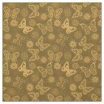 Luxury Modern Gold Natural Floral Butterfly Fabric