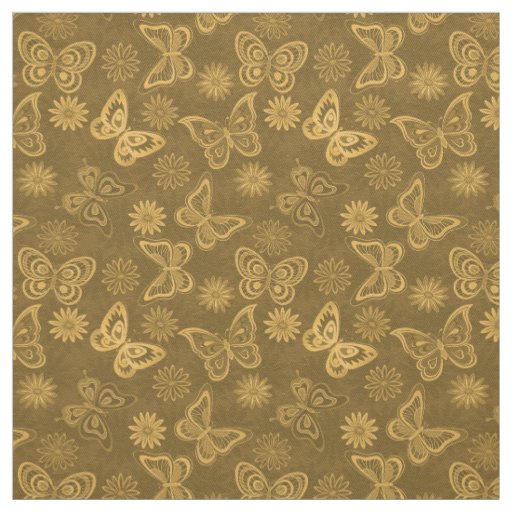 Luxury Modern Gold Natural Floral Butterfly Fabric