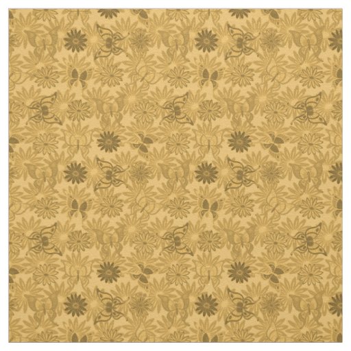 Luxury Modern Gold Natural Floral Butterfly Fabric