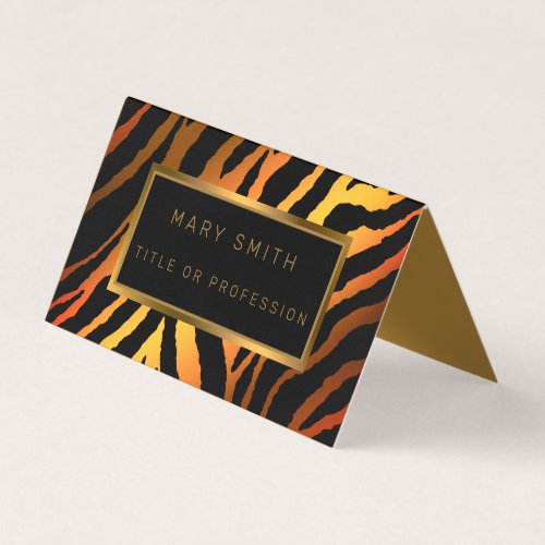Luxury Modern Gold Orange Tiger Add Your Text Business Card