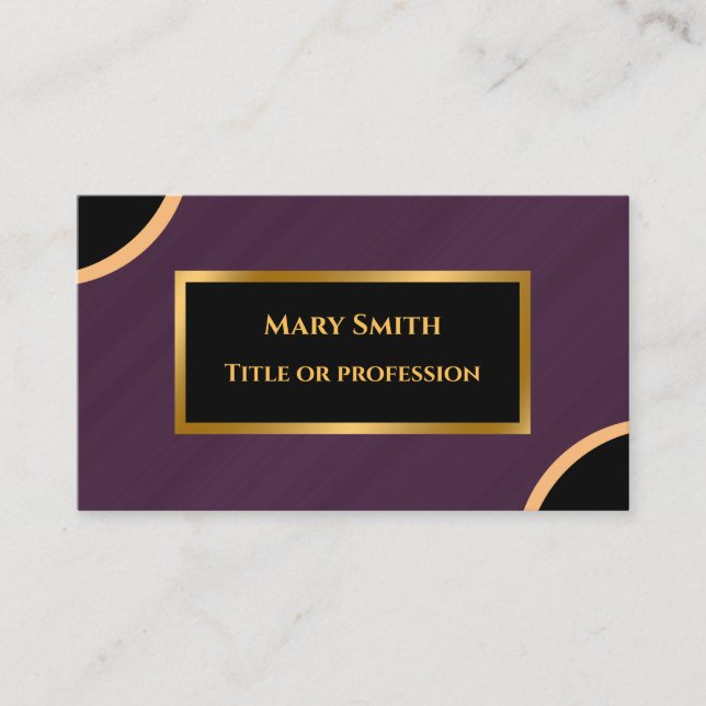 Luxury Modern Gold Purple Marble Business Card (Front)