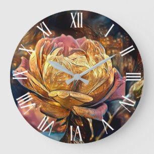 Luxury Modern Gold Rose Large Clock