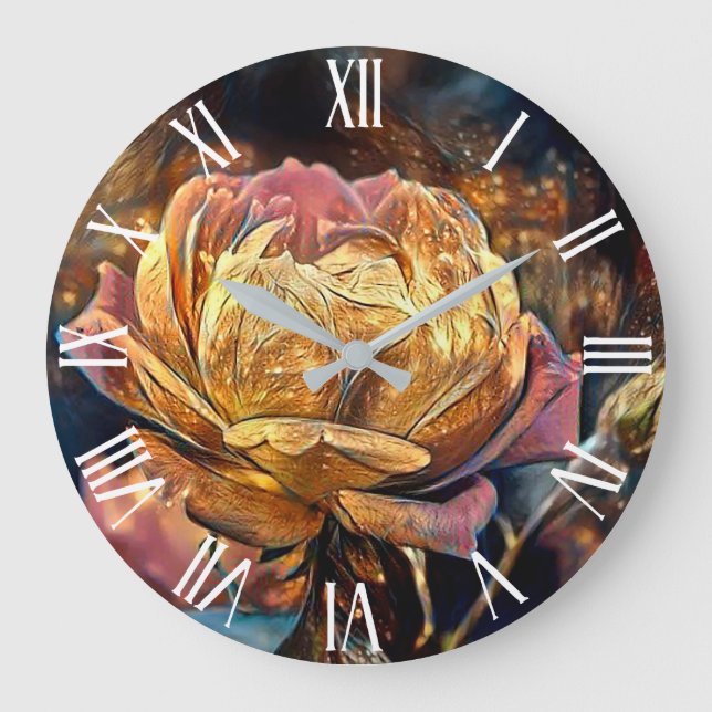 Luxury Modern Gold Rose Large Clock (Front)