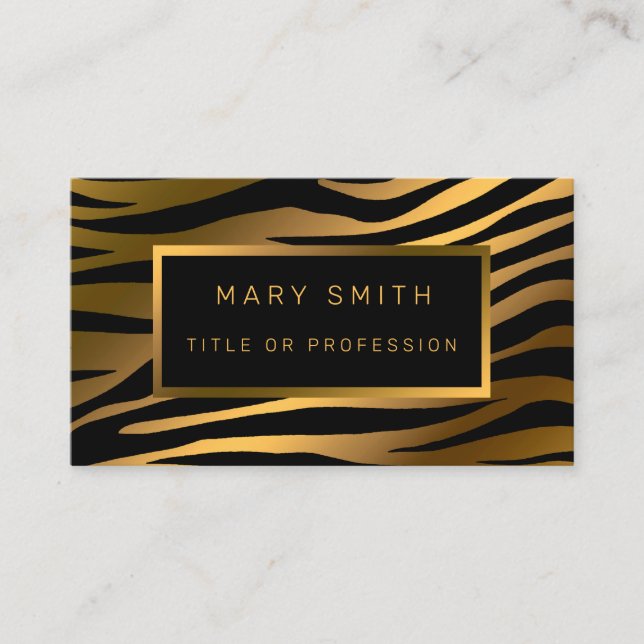 Luxury Modern Gold Tiger Add Your Text Business Card (Front)