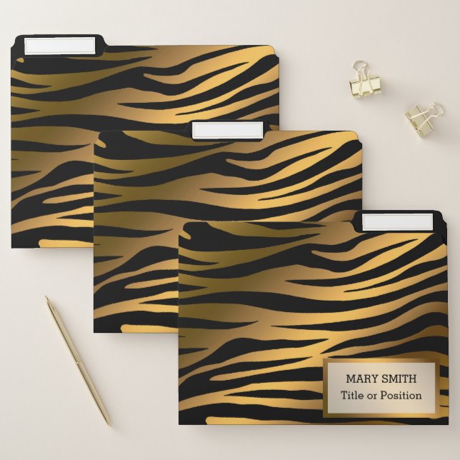 Luxury Modern Gold Tiger Add Your Text File Folder (Set)