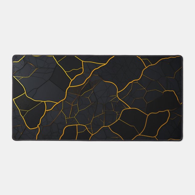 Luxury Modern Golden Black Texture Pattern Desk Mat (Front)