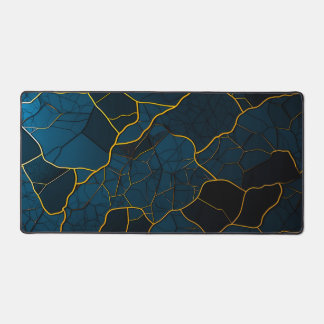 Luxury Modern Golden Blue Texture Pattern Desk Mat