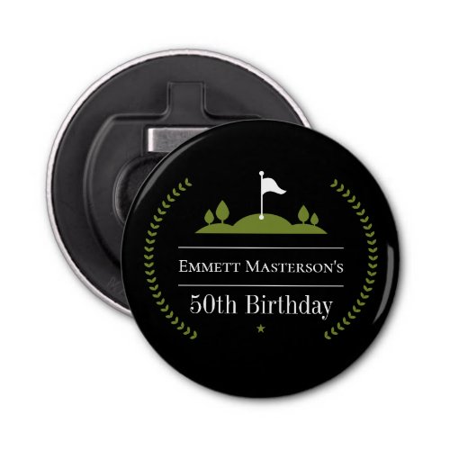 Luxury Modern Golf 50th Birthday Golfer Black Bottle Opener