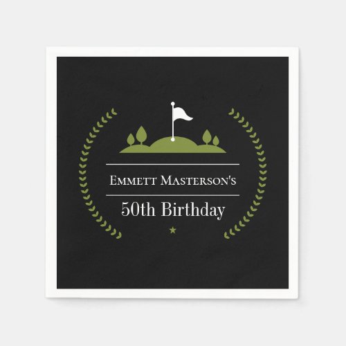 Luxury Modern Golfer 50th Birthday Party Golf Napkins