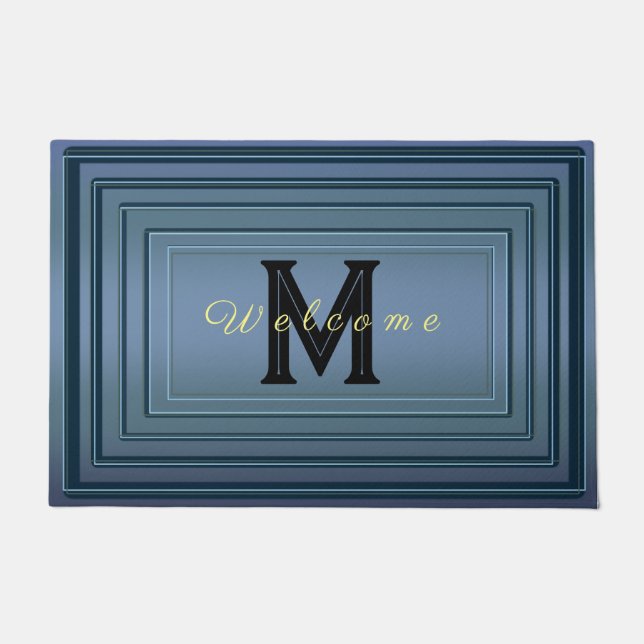 Luxury Modern gradient Welcome Script Monogram Nam Doormat (Front)