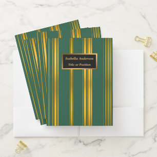 Luxury Modern Green Gold Linen Texture Collection Pocket Folder