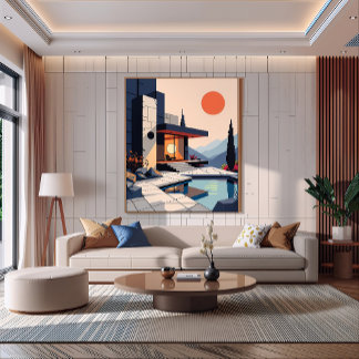 Luxury Modern Metal Wall Art – Minimalist Sunset 