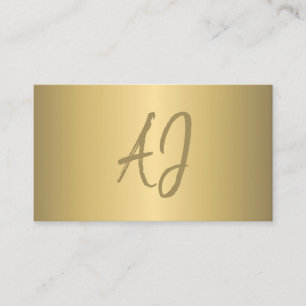 Luxury modern metallic gold sand monogrammed business card