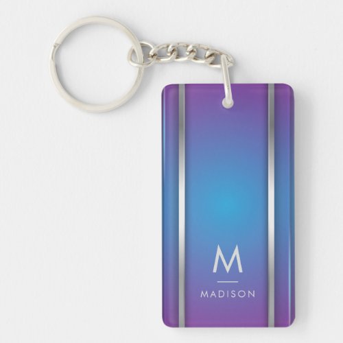 Luxury Modern Minimal Abstract Violet Blue Keychain