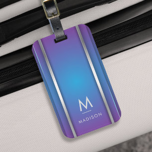 Luxury Modern Minimal Abstract Violet Blue Luggage Tag