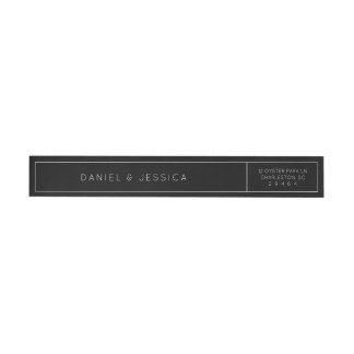 Luxury Modern & Minimalistic Return Address Black Wrap Around Label
