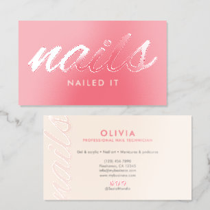 Luxury Modern Nail Technician/Salon Raised Spot UV Business Card