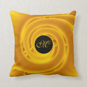 Luxury Modern Neon Gold Abstract Floral Rose Throw Pillow