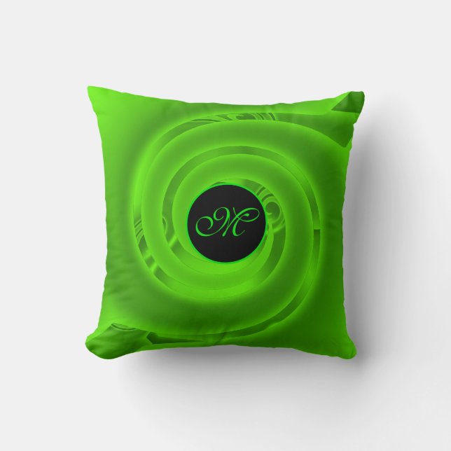 Luxury Modern Neon Green Abstract Floral Rose Throw Pillow (Front)