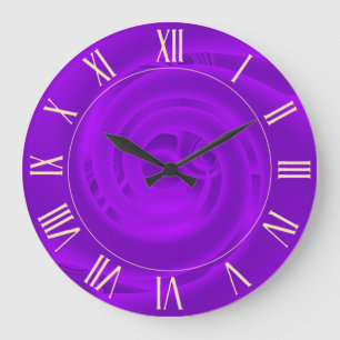 Luxury Modern Neon Purple Abstract Floral Rose Large Clock